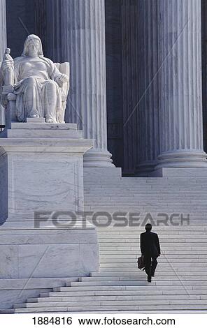 Stock Photograph - Man Climbing Steps That Lead To Supreme Court. Fotosearch