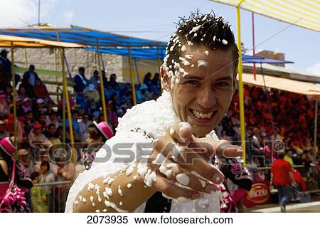 Man Covered In Foam During Carnaval De Oruro, Oruro, Bolivia View Large Photo Image Stock Photography - Man Covered In Foam During Carnaval De Oruro, Oruro, Bolivia. Fotosearch