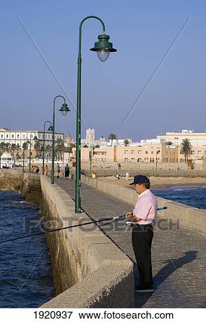 Stock Photo - Man Fishing At Playa De La Caleta. Fotosearch