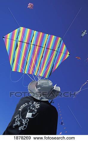 Man Flying Kite In Kite Festival View Large Photo Image Stock Photo - Man Flying Kite In Kite Festival. Fotosearch