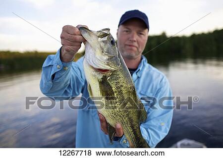 Man holding a fresh caught fish; Ontario, Canada View Large Photo Image Stock Photo - Man holding a fresh caught fish; Ontario, Canada. Fotosearch