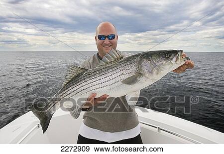 Man In A Boat Proudly Holding A Large Fish; Usa View Large Photo Image Stock Photo - Man In A Boat Proudly Holding A Large Fish; Usa. Fotosearch