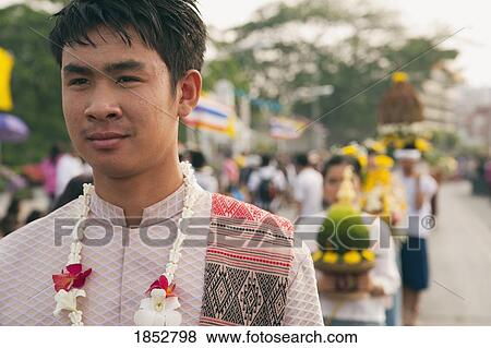 Man In Flower Festival, Chiang Mai, Thailand View Large Photo Image Stock Photo - Man In Flower Festival, Chiang Mai, Thailand. Fotosearch