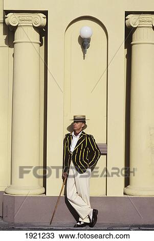 Stock Image - Man In Period Costume At Art Deco Festival; Napier, New Zealand. Fotosearch