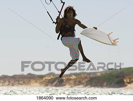 Man Kitesurfing View Large Photo Image Stock Image - Man Kitesurfing. Fotosearch