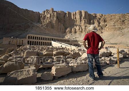 Stock Photography - Man Looking At The Temple Of Hatshepsut. Fotosearch