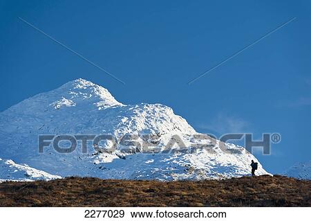 Man on ridge in front of snow-covered Beinn Respiol, Ardnamurchan peninsula; Highlands, Scotland View Large Photo Image Stock Photo - Man on ridge in front of snow-covered Beinn Respiol, Ardnamurchan peninsula; Highlands, Scotland. Fotosearch