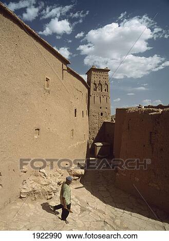 Man Walking Through The Alleys Of Ait View Large Photo Image Stock Image - Man Walking Through The Alleys Of Ait. Fotosearch