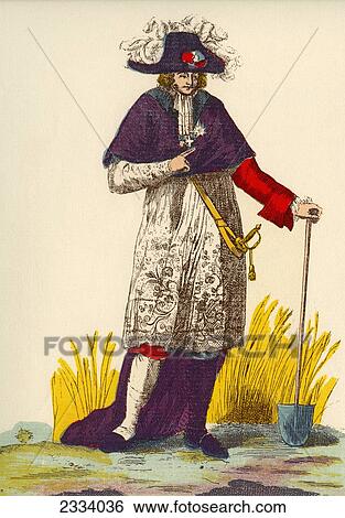 Stock Photograph - Man Wearing Mixture Of Clothes Representing The Three Orders - Clergy, Nobility And Worker - In France During French Revolution. From A Contemporary Print.. Fotosearch