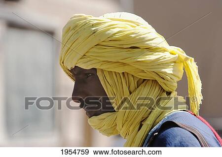 Stock Photo - Man with turban, Monday Market, Djenne, Mali. Fotosearch