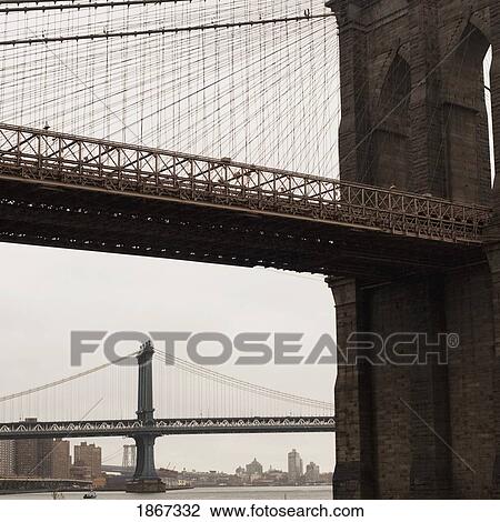 Manhattan And Brooklyn Bridges, New York City, New York, United States Of America View Large Photo Image Stock Image - Manhattan And Brooklyn Bridges, New York City, New York, United States Of America. Fotosearch