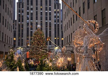 Stock Image - Manhattan, New York City, New York, United States Of America; Rockefeller Center Decorated For Christmas. Fotosearch
