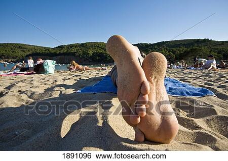Man's Feet On Beach At Cala Mongo View Large Photo Image Stock Photograph - Man's Feet On Beach At Cala Mongo. Fotosearch