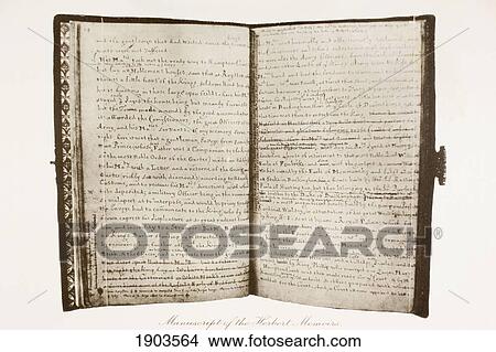 Picture - Manuscript Of The Threnodia Carolina Or Memoirs Of The Two Last Years Of The Reign Of King Charles I, By Sir Thomas Herbert. From Memoirs Of The Martyr King By Allan Fea Published 1905.. Fotosearch