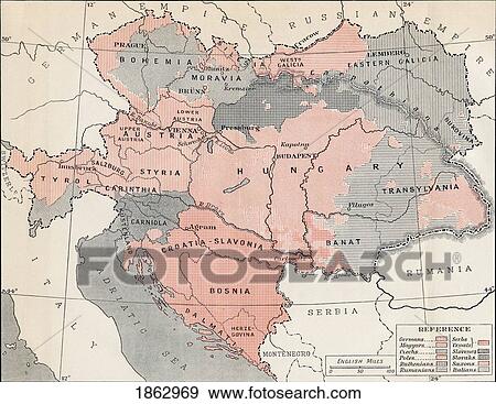 Stock Photo - Map Of Austria-Hungary In 1878. From The Book Europe In The Nineteenth Century An Outline History, Published 1916. Fotosearch