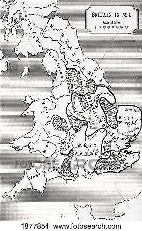 Map Of Britain In 593. The Northumbrian Kingdom 588 To 685. From The Book Short History Of The English People By J. R. Green, Published London 1893 View Large Photo Image Picture - Map Of Britain In 593. The Northumbrian Kingdom 588 To 685. From The Book Short History Of The English People By J. R. Green, Published London 1893. Fotosearch