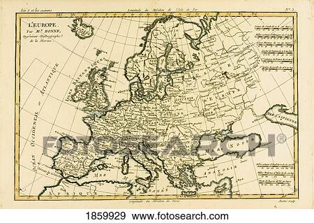 Map Of Europe, Circa 1760. From “Atlas De Toutes Les Parties Connues Du Globe Terrestre †By Cartographer Rigobert Bonne. Published Geneva Circa. 1760. View Large Photo Image Stock Photo - Map Of Europe, Circa 1760. From “Atlas De Toutes Les Parties Connues Du Globe Terrestre †By Cartographer Rigobert Bonne. Published Geneva Circa. 1760.. Fotosearch