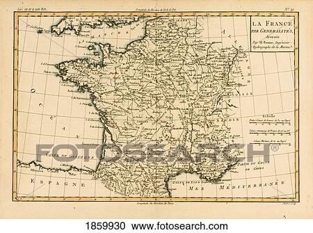 Map Of France, Circa. 1760. From “Atlas De Toutes Les Parties Connues Du Globe Terrestre †By Cartographer Rigobert Bonne. Published Geneva Circa. 1760. View Large Photo Image Stock Image - Map Of France, Circa. 1760. From “Atlas De Toutes Les Parties Connues Du Globe Terrestre †By Cartographer Rigobert Bonne. Published Geneva Circa. 1760.. Fotosearch