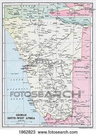Map Of German South-West Africa At Beginning Of First World War. From The Great World War A History Volume Iii, Published 1916. View Large Photo Image Stock Image - Map Of German South-West Africa At Beginning Of First World War. From The Great World War A History Volume Iii, Published 1916.. Fotosearch