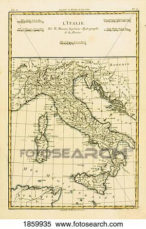 Map Of Italy, Circa. 1760. From “Atlas De Toutes Les Parties Connues Du Globe Terrestre †By Cartographer Rigobert Bonne. Published Geneva Circa. 1760. View Large Photo Image Stock Photography - Map Of Italy, Circa. 1760. From “Atlas De Toutes Les Parties Connues Du Globe Terrestre †By Cartographer Rigobert Bonne. Published Geneva Circa. 1760.. Fotosearch