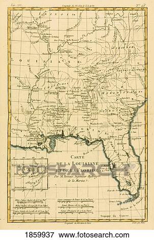 Map Of Louisianna And Florida Circa. 1760. From “Atlas De Toutes Les Parties Connues Du Globe Terrestre †By Cartographer Rigobert Bonne. Published Geneva Circa. 1760. View Large Photo Image Stock Photo - Map Of Louisianna And Florida Circa. 1760. From “Atlas De Toutes Les Parties Connues Du Globe Terrestre †By Cartographer Rigobert Bonne. Published Geneva Circa. 1760.. Fotosearch