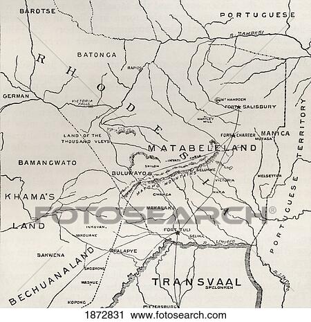 Map Of Matabeleland In The Late 19Th Century. From The Book South Africa And The Transvaal War, Volume 1 By Louis Creswicke, Published 1900. View Large Photo Image Stock Image - Map Of Matabeleland In The Late 19Th Century. From The Book South Africa And The Transvaal War, Volume 1 By Louis Creswicke, Published 1900.. Fotosearch