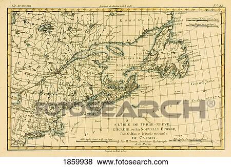 Map Of Newfoundland Nova Scotia And Eastern Canada Circa. 1760. From “Atlas De Toutes Les Parties Connues Du Globe Terrestre †By Cartographer Rigobert Bonne. Published Geneva Circa. 1760. View Large Photo Image Stock Photo - Map Of Newfoundland Nova Scotia And Eastern Canada Circa. 1760. From “Atlas De Toutes Les Parties Connues Du Globe Terrestre †By Cartographer Rigobert Bonne. Published Geneva Circa. 1760.. Fotosearch