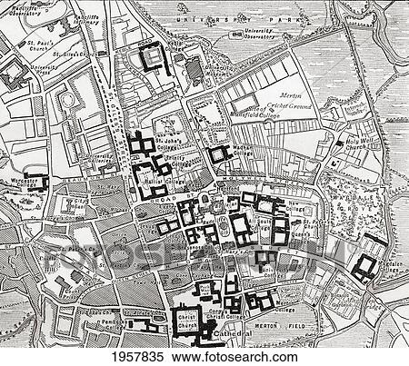Stock Photography - Map Of Oxford, Oxfordshire, England In The Late 19Th Century. From Our Own Country Published 1898. Fotosearch