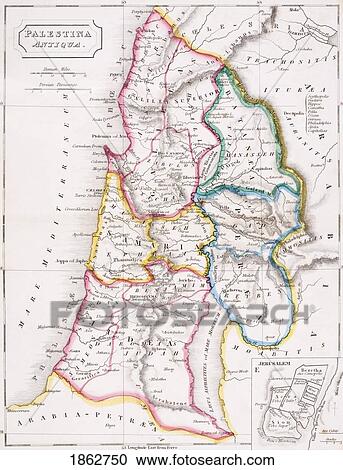 Stock Image - Map Of Palestine Palestina Antiqua From The Atlas Of Ancient Geography By Samuel Butler Published London Circa 1829. Fotosearch