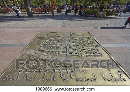 Map of Santiago in 1712 on the Plaza de Armas, Santiago, Metropolitan Region, Chile View Large Photo Image Stock Photograph - Map of Santiago in 1712 on the Plaza de Armas, Santiago, Metropolitan Region, Chile. Fotosearch
