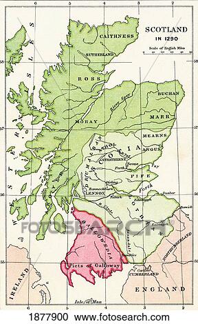 Stock Image - Map Of Scotland In 1290. From The Book Short History Of The English People By J. R. Green, Published London 1893. Fotosearch