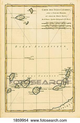 Map Of The Canary Isles, Madeira And Porto Santo, Circa. 1760. From “Atlas De Toutes Les Parties Connues Du Globe Terrestre †By Cartographer Rigobert Bonne. Published Geneva Circa. 1760. View Large Photo Image Picture - Map Of The Canary Isles, Madeira And Porto Santo, Circa. 1760. From “Atlas De Toutes Les Parties Connues Du Globe Terrestre †By Cartographer Rigobert Bonne. Published Geneva Circa. 1760.. Fotosearch