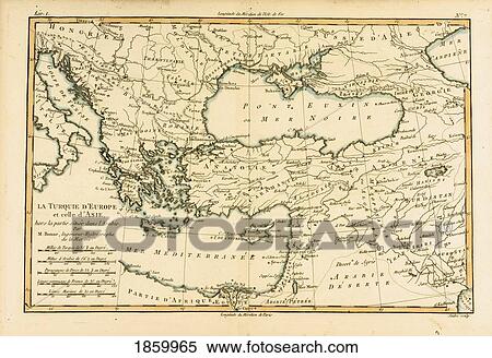 Stock Photography - Map Of Turkey And Middle East, Circa. 1760. From ÃƒÂ¢Ã¢â€šÂ¬Ã…â€œAtlas De Toutes Les Parties Connues Du Globe Terrestre ÃƒÂ¢Ã¢â€šÂ¬Ã‚Â By Cartographer Rigobert Bonne. Published Geneva Circa. 1760.. Fotosearch