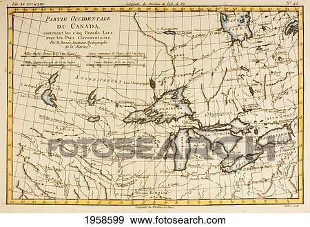 Map Of Western Canada Including The Five Great Lakes, Circa 1760. From Atlas De Toutes Les Parties Connues Du Globe Terrestre By Cartographer Rigobert Bonne Published Geneva Circa 1760 View Large Photo Image Stock Photo - Map Of Western Canada Including The Five Great Lakes, Circa 1760. From Atlas De Toutes Les Parties Connues Du Globe Terrestre By Cartographer Rigobert Bonne Published Geneva Circa 1760. Fotosearch