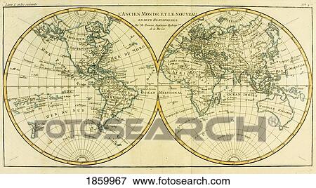 Map Of World Circa. 1760. From “Atlas De Toutes Les Parties Connues Du Globe Terrestre †By Cartographer Rigobert Bonne. Published Geneva Circa. 1760. View Large Photo Image Stock Photo - Map Of World Circa. 1760. From “Atlas De Toutes Les Parties Connues Du Globe Terrestre †By Cartographer Rigobert Bonne. Published Geneva Circa. 1760.. Fotosearch