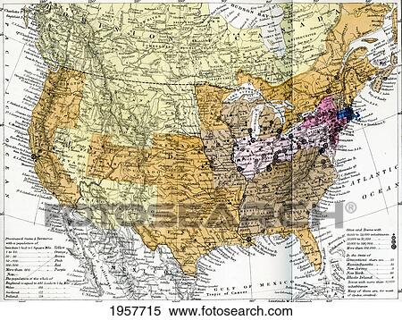 Map Showing The Average Density Of The Population Of The United States Of America In 1880 And Of The Dominion Of Canada In 1881. From North America, Published 1883. View Large Photo Image Stock Photography - Map Showing The Average Density Of The Population Of The United States Of America In 1880 And Of The Dominion Of Canada In 1881. From North America, Published 1883.. Fotosearch