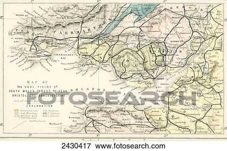 Map showing the coalfields of South Wales, Forest of Dean, Bristol and Somerset in the 19th century. From The National Encyclopaedia, published c. 1890. View Large Photo Image Stock Photo - Map showing the coalfields of South Wales, Forest of Dean, Bristol and Somerset in the 19th century. From The National Encyclopaedia, published c. 1890.. Fotosearch
