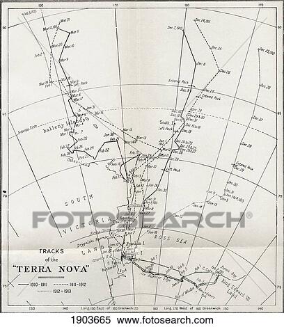 Map Showing The Tracks Of Robert Falcon Scott's Terra Nova Expedition 1910 To 1913. From South With Scott By Rear Admiral E. R. G. R. Evans. View Large Photo Image Stock Photography - Map Showing The Tracks Of Robert Falcon Scott's Terra Nova Expedition 1910 To 1913. From South With Scott By Rear Admiral E. R. G. R. Evans.. Fotosearch