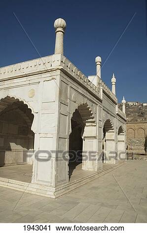Stock Image - Marble Mosque At The Bagh-I-Babur Shah (Babur's Garden) - Kabul,, Afghanistan. Fotosearch