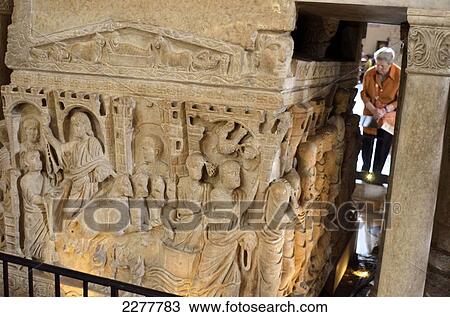 Stock Image - Marble Sarcophagus Of Stilicone 385 Ad, Interior Of St. Ambrogio Church, Milan, Italy. Fotosearch