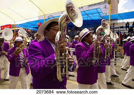 Marching Band In The Procession Of The Carnaval De Oruro, Oruro, Bolivia View Large Photo Image Picture - Marching Band In The Procession Of The Carnaval De Oruro, Oruro, Bolivia. Fotosearch