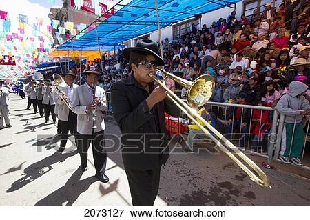 Marching Band In The Procession Of The Carnaval De Oruro, Oruro, Bolivia View Large Photo Image Stock Photo - Marching Band In The Procession Of The Carnaval De Oruro, Oruro, Bolivia. Fotosearch