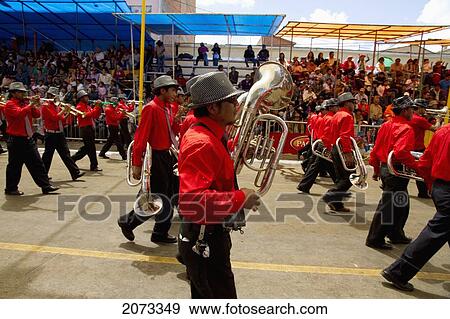 Marching Band In The Procession Of The Carnaval De Oruro, Oruro, Bolivia View Large Photo Image Stock Photo - Marching Band In The Procession Of The Carnaval De Oruro, Oruro, Bolivia. Fotosearch