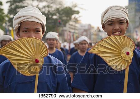 Stock Image - Marching In Flower Festival, Chiang Mai, Thailand. Fotosearch
