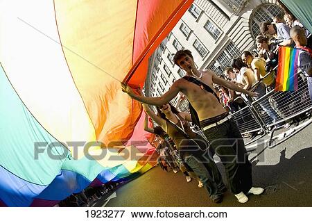 Stock Photo - Marching In Gay Parade, London Pride. Fotosearch