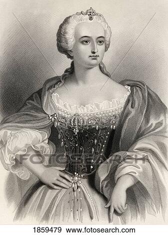 Stock Photo - Maria Theresa, Archduchess Of Austria And Queen Of Hungary And Bohemia, 1717-1780. Engraved By W. H. Mote After G Staal. From The Book World Noted Women By Mary Cowden Clarke, Published 1858.. Fotosearch