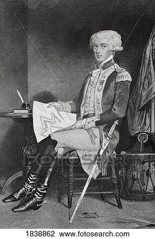 Stock Image - Marie-Joseph-Paul-Yves-Roch-Gilbert Du Motier, Marquis De Lafayette 1757-1834. French Solider Who Fought Wiith Americans In American Revolution. From Painting By Alonzo Chappel. Fotosearch