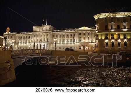 Mariinsky Palace And Moyka River At Night; St. Petersburg Russia View Large Photo Image Stock Photograph - Mariinsky Palace And Moyka River At Night; St. Petersburg Russia. Fotosearch