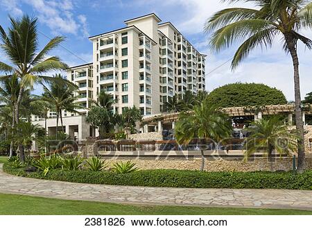 Stock Photograph - Mariott beach club resort; Honolulu, Oahu, Hawaii, United States of America. Fotosearch