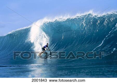 Stock Image - Mark Marino Surfing Clear Wave. Fotosearch